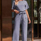 Full Size Tie Waist Straight Leg Jumpsuit