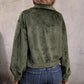 Collared Neck Button Front Jacket with Pockets