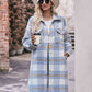 Plaid Dropped Shoulder Slit Coat