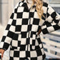 Double Take Plus Size Checkered Button Front Coat with Pockets