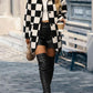 Double Take Plus Size Checkered Button Front Coat with Pockets