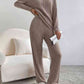 Ribbed V-Neck Long Sleeve Top and Pants Set